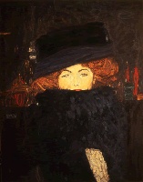 Klimt-Signora con cappello e boa di piume-1909